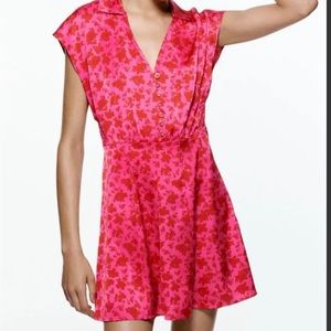 ZARA Floral V-Neck Mini Dress